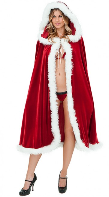 Big red cloak beautiful christmas costume wonderful cape long santa uniform FCC0074