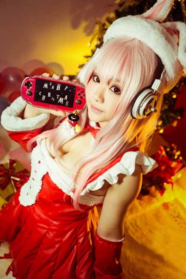 Super Sonico Christmas Suit Soft Leather Cosplay Costume GC0085