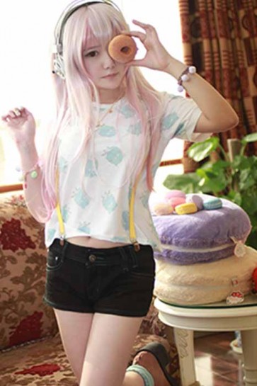 Super Sonico Summer Shorts Cosplay Costume GC0092