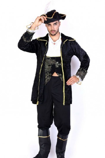 Pirate Of The Caribbean Black Cool Suit Cosplay Costume MC0089