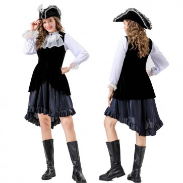 Adult Women's Pirate Halloween Black Dress Cosplay Costume