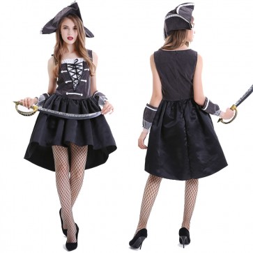 Adult Women's Pirate Black Dress Cosplay Costume