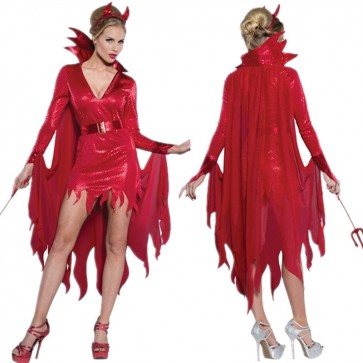 Halloween Red Horns Witch Devil Vampire Cosplay Costume