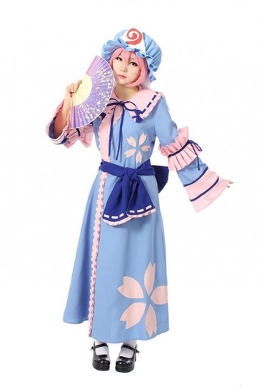 Touhou Project Yuyuko Saigyouji Blue Cosplay Costume Full Set Custom Made  GC00332