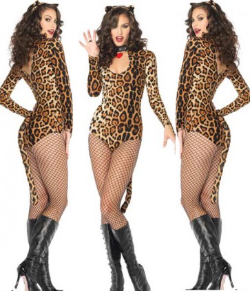 Tail Catwomen  Halloween Costume Leopard Animal Print for Sexy Woman FHC00111