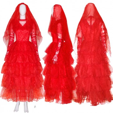 Beetlejuice Lydia Deetz Cosplay Costume Lydia Red Wedding Dress