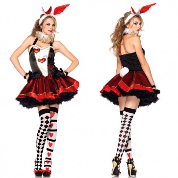  Sexy Bunny Black and Red Dress Cosplay Adult Lady Costume