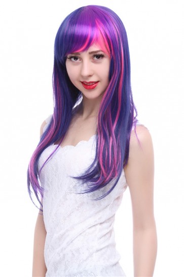 55cm mixed purple / pink My Little Pony Twilight Sparkle cosplay party hair wig CW00218