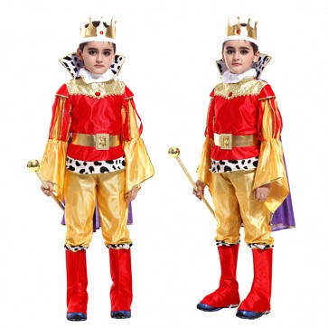 Handsome Golden Children’s Halloween Party Costume Little Prince Suit with Hat  FHC00148