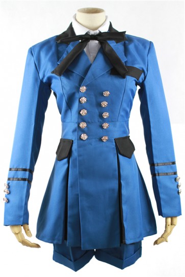 Black Butler Ciel Phantomhive Cosplay Costume Blue Uniform with bowknot AC00778