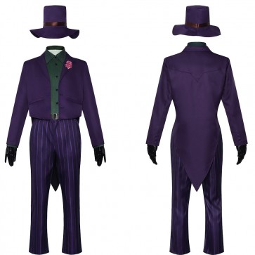 Joker Clown Purple Tailcoat with Hat Halloween Cosplay Costume
