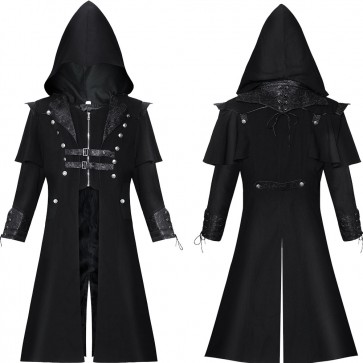 Black Gothic Vampire Vintage Trench Coat Halloween Cosplay Costume