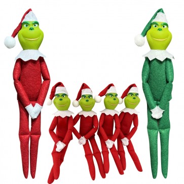 4PCS Christmas Party Ornament Toy Gift Xmas Green Red Grinch Elf Doll Tree Decor 