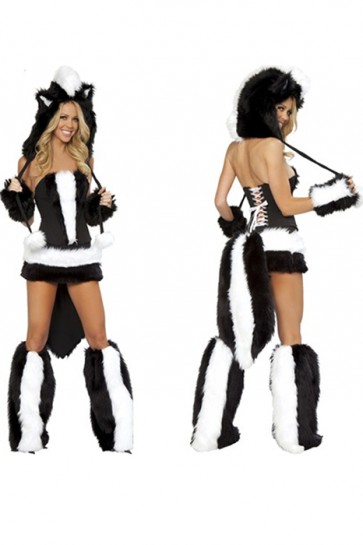 Sexy Skunk Halloween Party Woman's Fur Cosplay Costumes FHC00419
