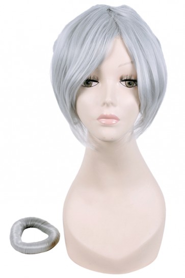 120cm Grey Fade Blue RWBY White Trailer Cos Wig With Ponytail CW00508