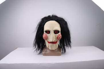 Horrible Halloween Saw Mask With Wig