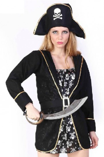 Black Hat With Skull Pirate Of The Caribbean Cosplay Costume Cool MC0099