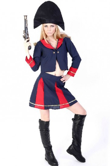 Pirate Of The Caribbean British Style Blue And Red Suit Cosplay Costume  MC00100