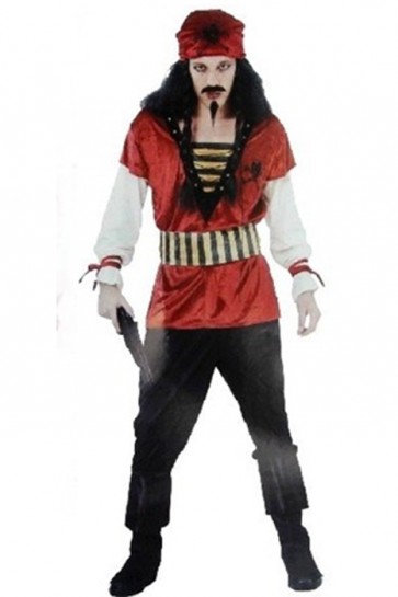 Masquerade Captain Jack Sparrow Pirate Of The Caribbean Red Cosplay Costume FHC00240
