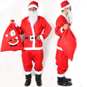 High Quality Pleuche Male Santa Claus Costume with Cool Bag  FCC0092