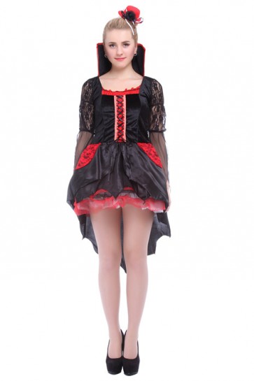 Women Girl Sexy Black Halloween Party Dress Cosplay Costume FHC00450