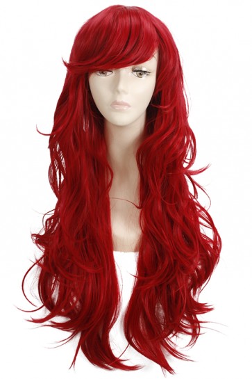 New beautiful 80cm long red wave cosplay hair party wig CW00534