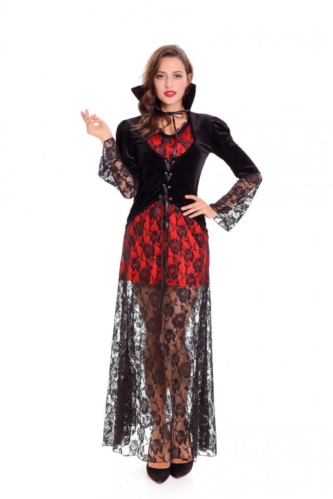 Halloween Ghost Bride Vampire Dress Up Lace Cosplay Costume