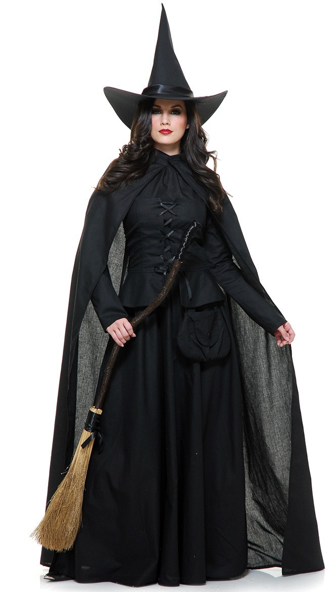 Halloween New Black Witch Demon With Cloak Vampire Dress Cosplay Costume