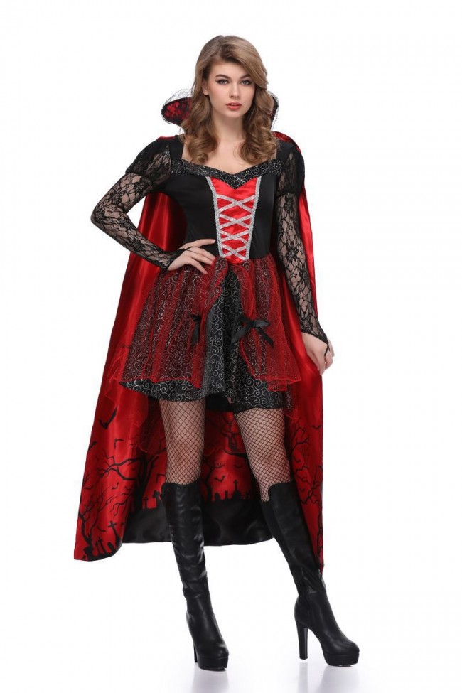 Halloween Vampire Countess Print Cloak European Aristocratic Cosplay ...