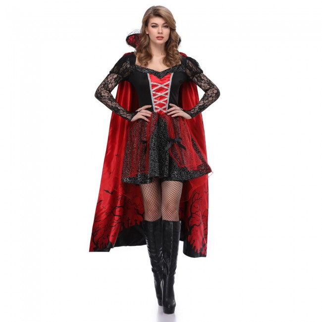 Halloween Vampire Countess Print Cloak European Aristocratic Cosplay ...