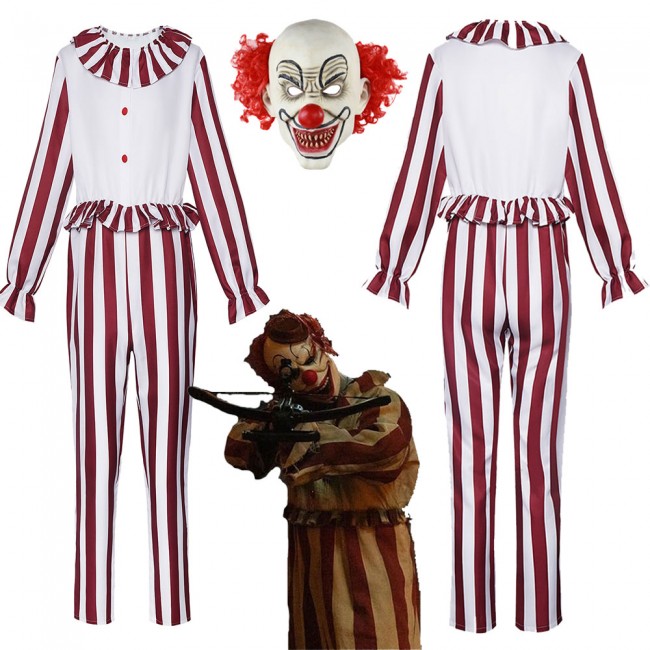 Clown in a Cornfield Flando Red Jumpsuit Carnival Halloween Cosplay Costume main image 0