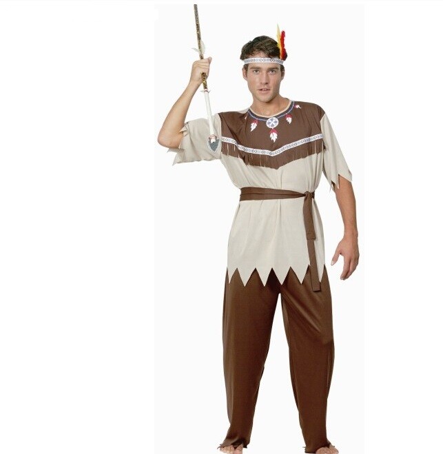 Men’s Halloween Party Costume Indians Savage Dentate Hem Suit with