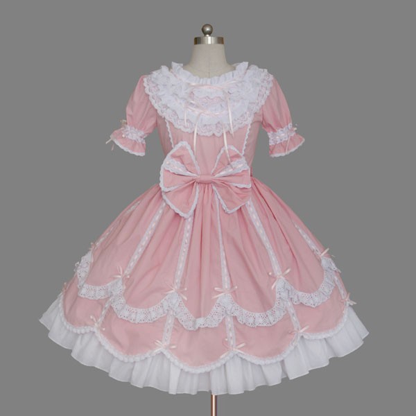 pink and white lolita dress