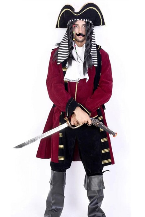 Dark Red Long Robe Suit Pirate Of The Caribbean Soft Cosplay Costume ...