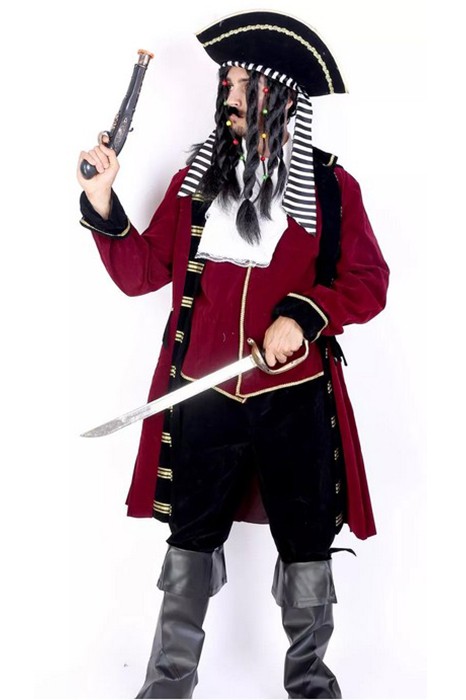 Dark Red Long Robe Suit Pirate Of The Caribbean Soft Cosplay Costume ...