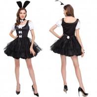 Adult Lady Sexy Bunny Black Dress Halloween Cosplay Costume