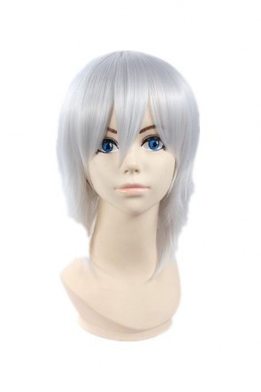 35cm Sliver White Hakuouki Hijikata Toshizo Cosplay Wig GC00380
