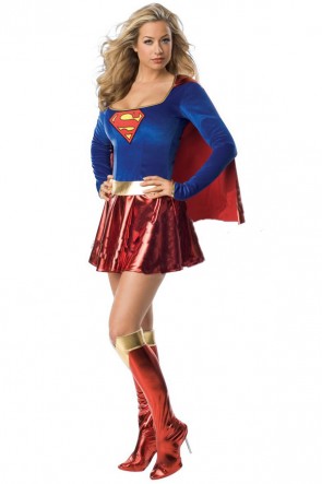  Blue Dress And Red Cloak Supergirl Halloween Costumes for a Great Superhero Wear MC00120