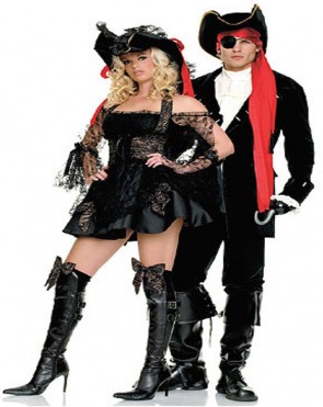 Couples Pirate Halloween Costume For Sexy Adult Lady Captain Man Corsair Cosplay Dress MC0074