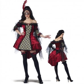 Hot popular Vampire Halloween costume lady dress with fancy Mask FHC00102