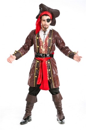 Men's Halloween Pirate Costume Captain Adult Clothing FHC0019