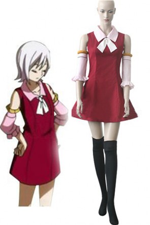 Fairy Tail Youth Lisanna Strauss Red Dress Cosplay Costume AC0023