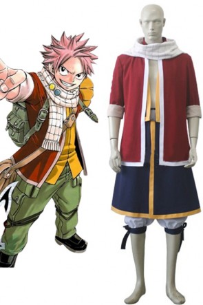 Fairy Tail Natsu Dragneel Cosplay Costume Deep Red Coat AC0035