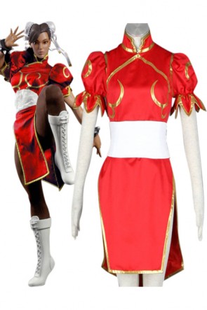 Street Fighter Chun-Li 4th Version Red Cosplay Costume GC00140