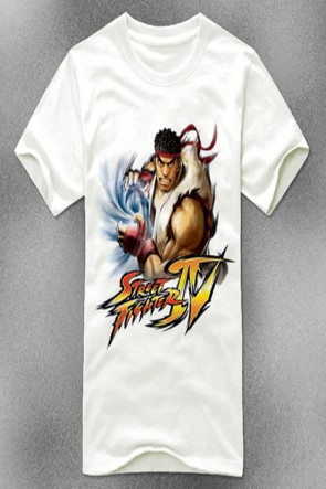 Street Fighter Ryu White T-shirt Cosplay Costume GC00144