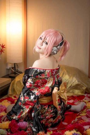 Super Sonico Black Kimono Suit Cosplay Costume GC0099