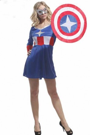 Captain America Woman's Dress Cosplay Costume  MC00201
