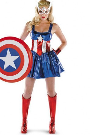 Captain America Woman's Shirt Cosplay Costume MC00207