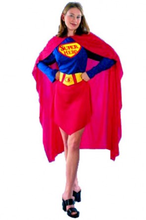 Supergirl Big Red Cloak Yellow Belt Suit Halloween Cosplay Costume MC00137