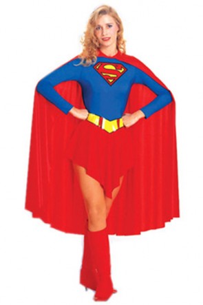 Supergirl Big Red Cloak Suit Halloween Cosplay Costume MC00140
